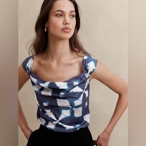 Banana republic blue ikat cowl top and pants SET XL